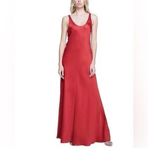 L’Agence Clea Double Scoop Neck Slip Dress – Red Dahlia